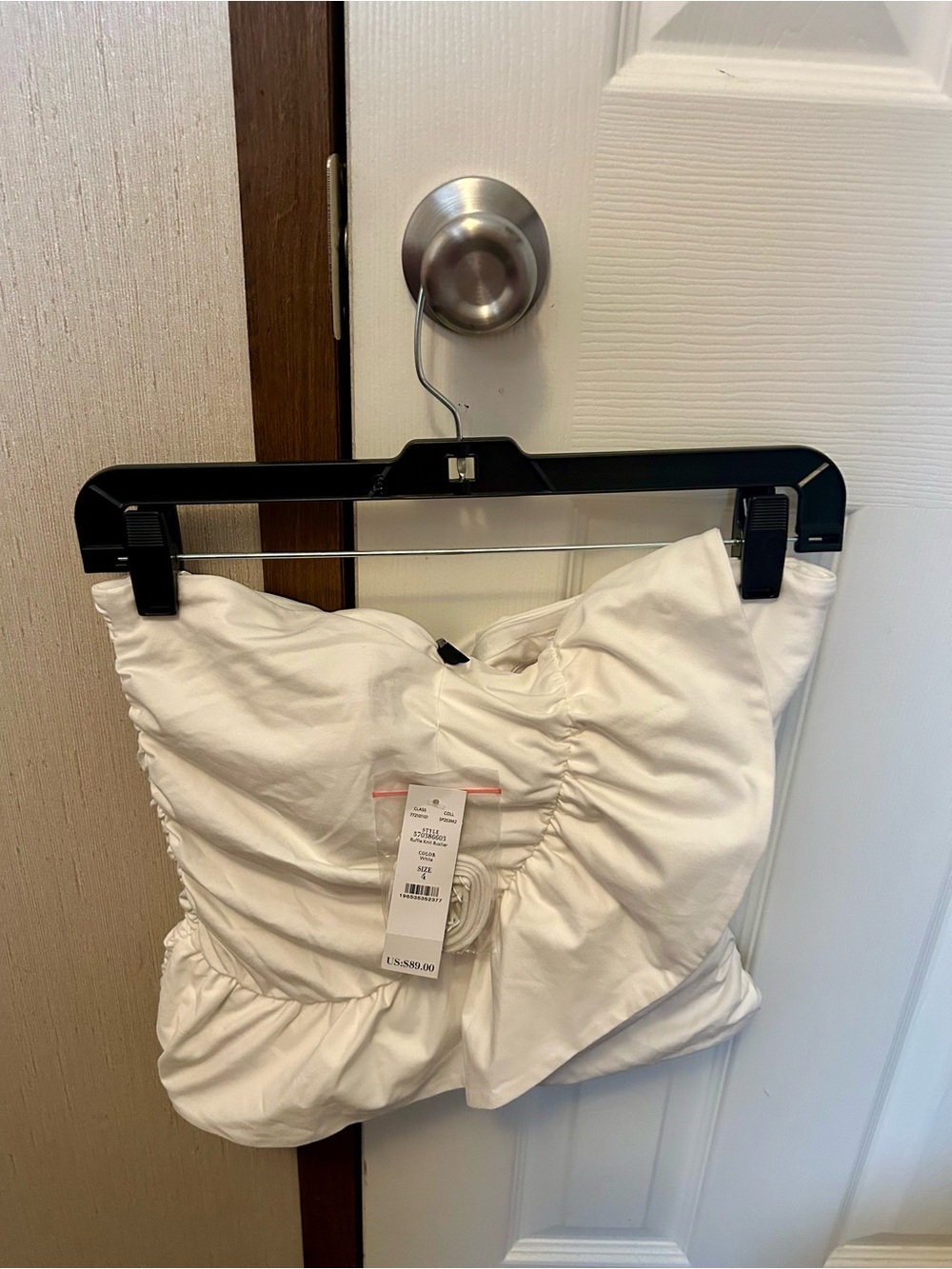 White House Black Market White Ruched Strapless bustier